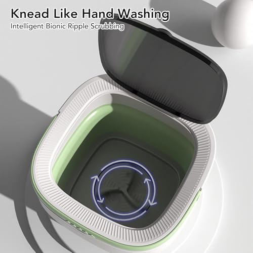 Zerodis Zusammenklappbare, Tragbare Mini-Eimer-Waschmaschine mit Sanftem Schleudergang für den Heim- und Wohnheimgebrauch (Grün)
