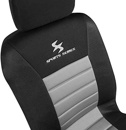 WOLTU 1x Fundas de Asiento para Coche Universal Delantero Cubierta para Asiento Automóvil sin Bolsa de Aire Poliéster Negro/Gris