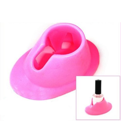 Amtonseeshop Hot Selling 2 Pieces Pro Rubber Bottle Holder for Nail Art Varnish Polish Seat Tool (Pink)