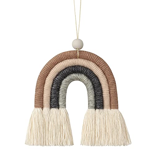 Image of BOHO GARDEN Macrame Rainbow Charm - Essential Oil Diffuser for Cars, Baby Nursery, Children's Bedroom & Home Decor - Colorful Decorative Hanging Air Freshener & Accessories - 3.5x4 - Espresso