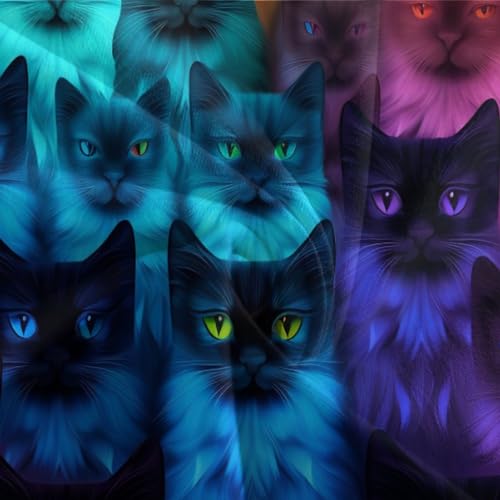 Funda nórdica gato fluorescente 3D juego de cama microfibra 200x200 infantil con fundas de almohada 8