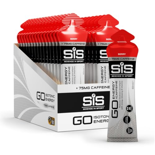 Image of Science in Sport GO Energy + Caffeine Energy Gel for Elite Athletes - 22g Carbohydrates & 75mg Caffeine - Isotonic Formula - Sports Nutrition - Berry Flavor - 30 Count