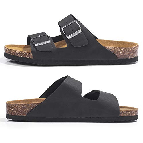 Image of FITORY Mens Sandals, Arch Support Slides with Adjustable Buckle Straps and Cork Footbed Size 7-14.5