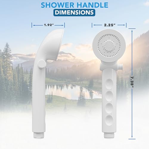 Image of RV Shower Head with Hose ABS Outdoor RV Shower Hose Kit Replacement with ON /OFF Switch for RV, Trailer, Campers, Motorhomes, Fifth Wheels, Boats (White)