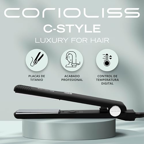 Miniatura 2 de Corioliss C Style Plancha De Pelo Fino Para Mujer Placa De Titanio Plancha Profesional Con Control De Temperatura Black Soft Touch