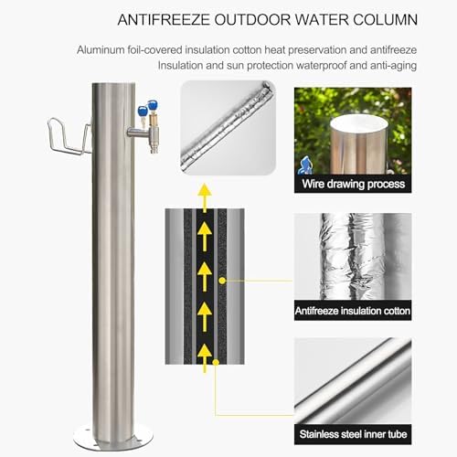 304 Stainless Steel Vertical Garden Water Column with Spray Gun & Accessories - Durable Outdoor Fountain Irrigation Solution, 13x86cm (5.1x33.9in), Stylish Silver Finish
