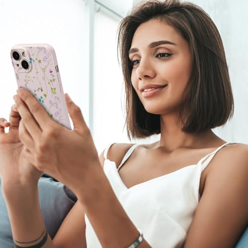 Coque iPhone 13 motif fleurs violettes en silicone souple antichoc - 6