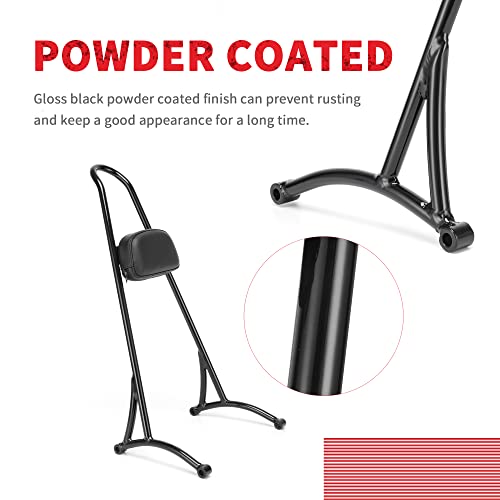 Customoto 20" Tall Sissy Bar Classic Style Passenger Backrest Compatible With Harley 2004-Later Sportster Xl 883 1200, Black #TOP4