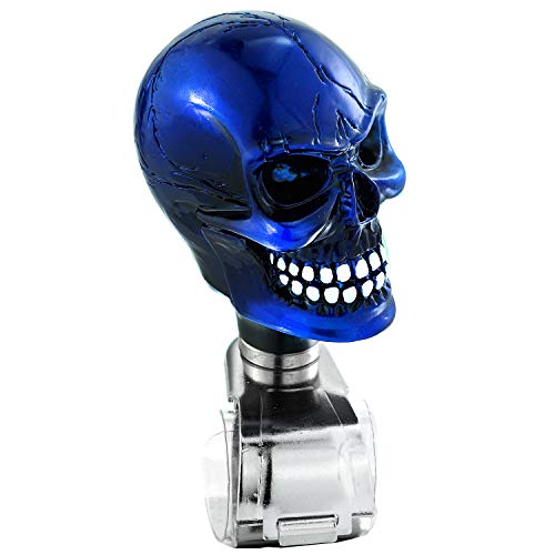 Arenbel Steering Booster Suicide Brody Knob Skull Shape Car Wheel Turning Spinner Assist Grip Handle Fit Most Vehicles Trucks Boats, Blue - Thumbnail 5