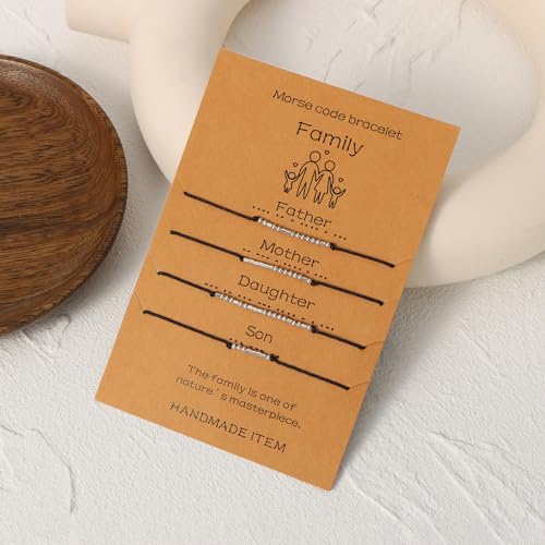 Ldurian Morse Code Bracelet, Dad Mom Brother Sister Daughter Son Friend Morse Code Bracelets, Adjustable String Matching Beads Secret Message Jewelry4