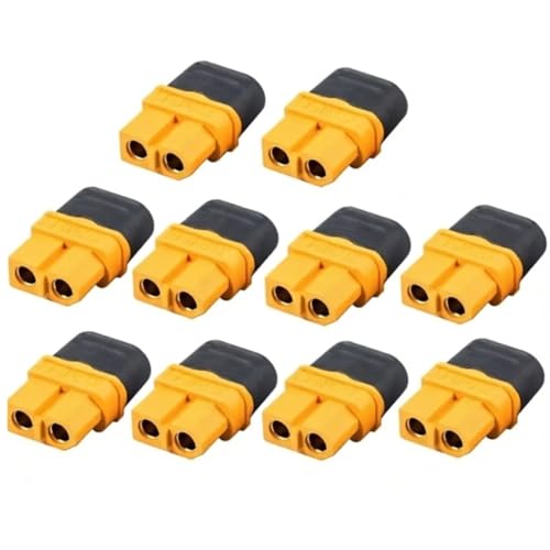 Conector XT60H con funda aislante antiaspas que evita cortos en drones y aviones RC