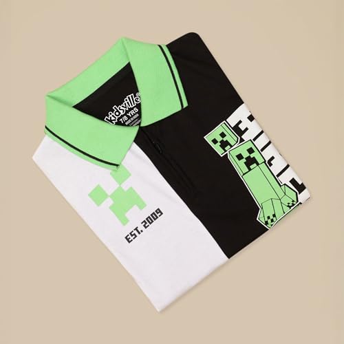 Image of Kidsville Official Minecraft Steve, Alex & Creeper Half Sleeves Round Neck Graphic Printed Regular Fit Pure Breathable Cotton Fabric Tshirt for Boys
