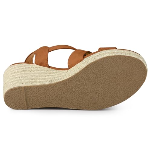 Allegra K Allegra K Women's Espadrilles Platform Slingback Brown Wedges Sandals - 7 M US