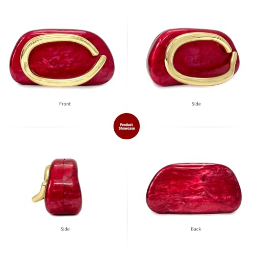 Image of Women Acrylic Clutch Purse Metal Handle Evening Bag Trendy Box Shoulder Crossbody Bag Handbag for Wedding Party Causal