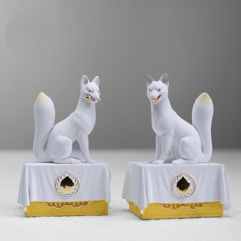 神棚【稲荷神狐】狐像 神棚【稲荷神狐】狐像 狐 一対 木製 きつね 稲荷大明神 お稲荷さん お