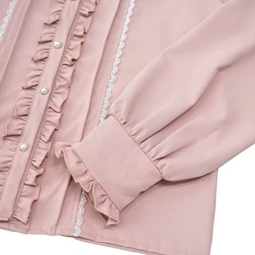 Image of Lolita Women Ruffle Sailor Collar Blouse Shirt Kawaii Teen Bow Tie Cat Ears Fashion Button Front Junior Cute Tops