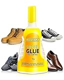 【High Strength & Precision Control】 Super Glue for Shoes – 5g Gel CA Glue with Micro-Anchor Tech, Clear Waterproof Bond for Rubber Soles, Leather, Plastic & Metal Repairs, Quick Dry & Mess Free