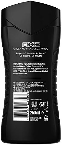 Axe Wild Green Mojito & Cedarwood żel pod prysznic dla orzeźwiającego doznania podczas kąpieli o egzotycznym zapachu 250 ml 1 sztuka
