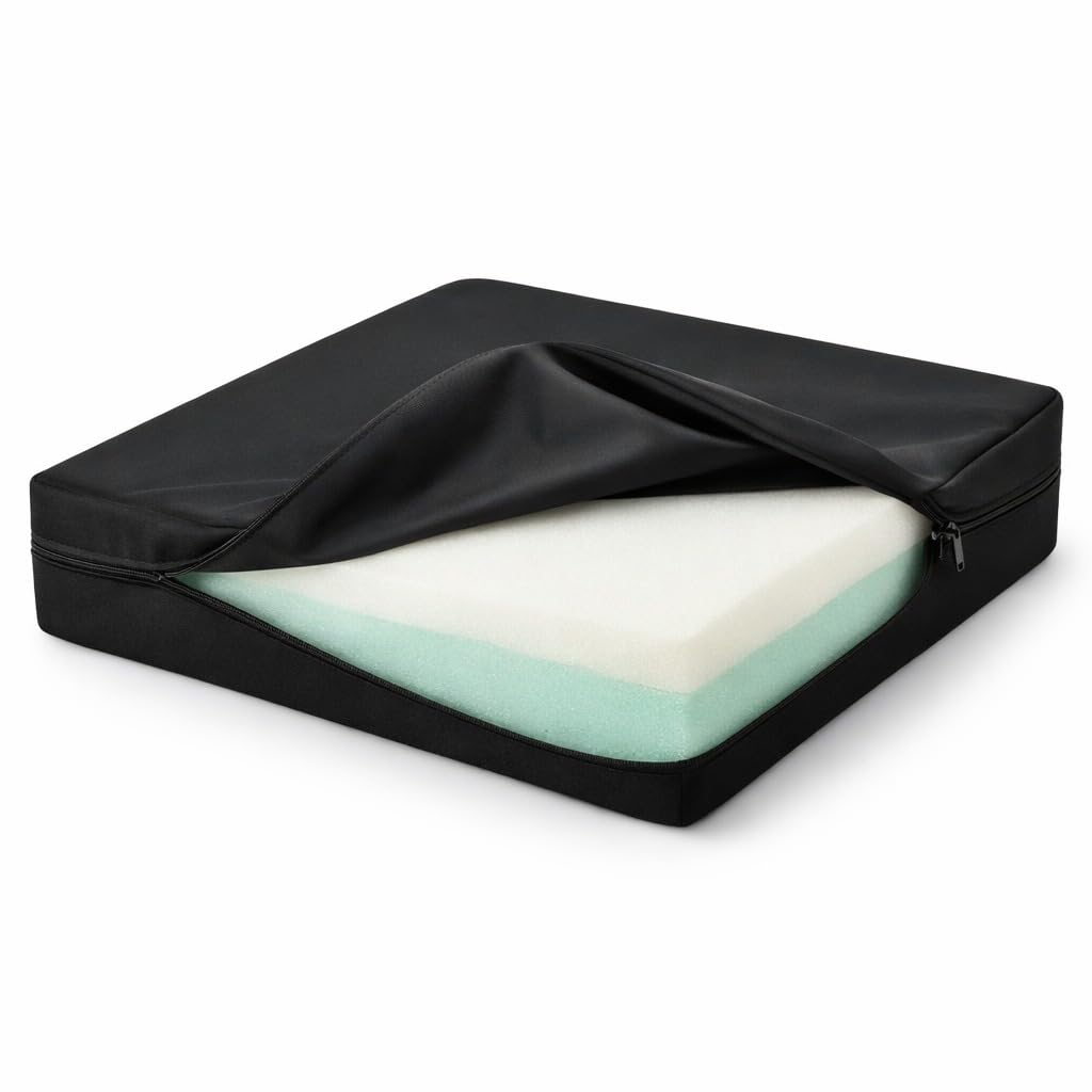 MATTREX | Cojín antiescaras para Silla de Ruedas viscoelástico 42x42x8 cm Alivio presión y Confort Diario – Cojín antiescaras Lavable, Transpirable y Antideslizante, Fabricado en España