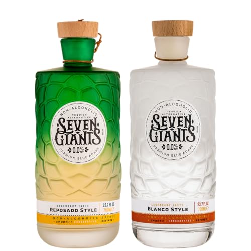 Seven Giants Bundle Reposado Style and Blanco Style Tequila Alternative | Non Alcoholic Spirits | Premium Non Alcoholic Tequila by Spirits of Virtue | Imported by Think Distributors (700ml)