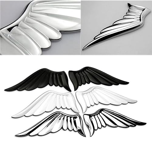 Image of Wings Metal car Emblem car Stickers Metal 3D -Angel Wings-Decorative Stickers Fan car Rear Logo Side Logo (White)