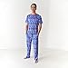 Little Sleepies Men's Pajama Shirt, Viscose Derived from Bamboo Mens Sleepwear, Soft Men's Pajama Top, Short Sleeve Lounge T-Shirt, Matching Family Pajamas, Blue All Stars, L