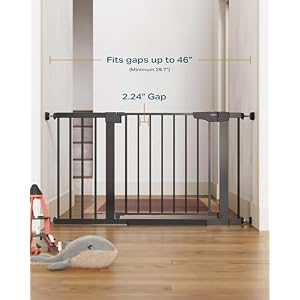 Cumbor 29.7-46" Baby Gate for Stairs, Mom's Choice Awards Winner-Auto Close Dog Gate for the House, Easy Install Pressure Mounted Pet Gates for Doorways, Easy Walk Thru Wide Safety Gate for Dog, Black Cumbor 29.7-46″ Baby Gate for Stairs, Mom’s Choice Awards Winner-Auto Close Dog Gate for the House, Easy Install Pressure Mounted Pet Gates for Doorways, Easy Walk Thru Wide Safety Gate for Dog, Black