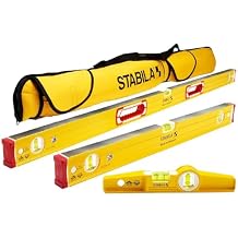 STABILA TYPE 96M Magnetic Level Set, Includes 48 and 24 Inch Levels, Torpedo and Carry Case, Cat. Number 48380