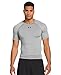 Under Armour Men's HeatGear Sonic Compression Short Sleeve, True Gray Heather/Black, Large