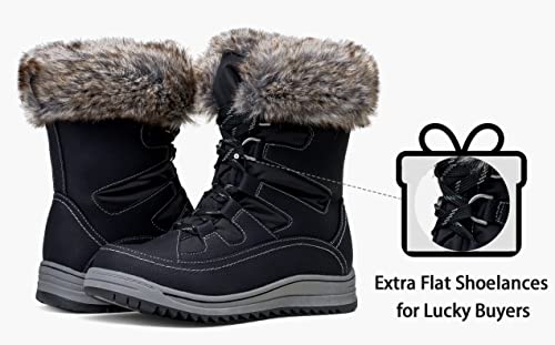 Vepose Women's 966 Snow Boots For Women Waterproof, Mid Calf Outdoor Boot With Warmly Plush Black Size 8.5(Cjy966 Black 08.5) #TOP4
