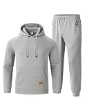 Rdruko Hoodie and Sweatpants Set for Men Sweat Track Suit Jogging Workout Athletic 2 Piece Set, Light Gray, M