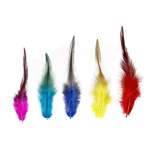 Happy Feather 100Pcs Saddle Hackle Rooster Feather For Crafts, 5-7 Inch Natural Pheasant Neck Feathers Diy Pendant Earrings Dream Catcher-Multi Color #TOP1