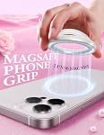New Version Magnetic Phone Ring Grip,Aluminium Alloy Magnetic Stand with Elastic Silicone Ring, Compatible with iPhone 12-17 and All Models (Black)
