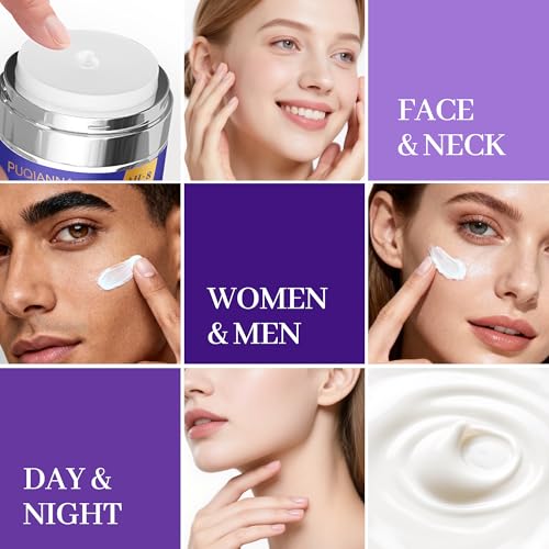 Image of Neck Cream Firming and Tightening with Retinol and Peptide Anti Wrinkle Cream for Women Overnight Treatment Infused with Collagen Hyaluronic Acid and Lavender Extract for Calming Night Care
