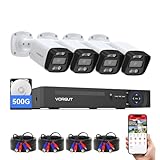 VORGUT Wired Security Camera System, 4CH 5MP Lite CCTV Surveillance DVR Kit with 4 x 3MP Home AHD Security Camera for Outdoor Use, IP66 Waterproof Metal Shell,Remote Access,Smart Detection,500G HDD
