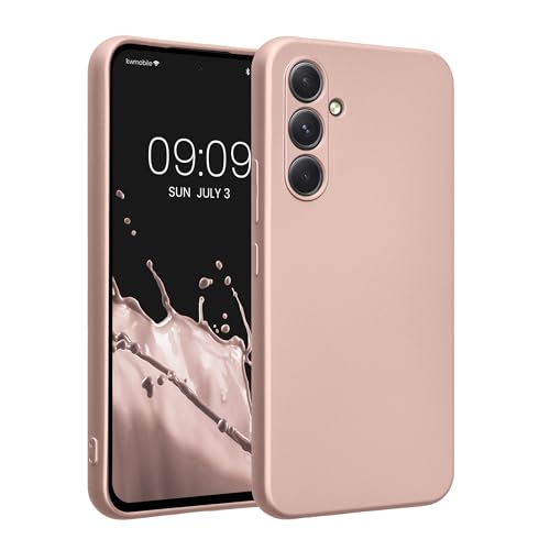 kwmobile Handyhülle für Samsung Galaxy A54 5G Hülle - weiche Silikon Case metallisch schimmernd - Schutzhülle Cover - Metallic Rosegold