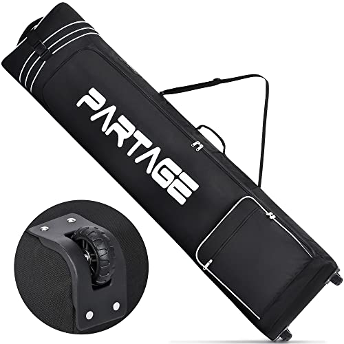 PARTAGE + Snowboard Bag with Wheels Snowboard Bag for Air Travel Adjustable Length Up to 170 cm 600D Water Resistant Oxford -Black