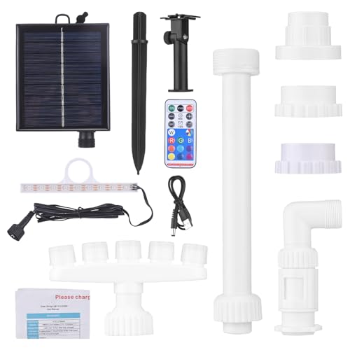 Fuente de la Piscina Solar, Pulverización de Cascada de Energía Solar Eficiente de Presión Solar Ajustable con Luces LED Coloridas para Arriba y Piscinas Enterradas
