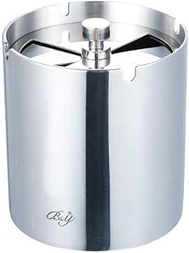 Ashtray,Stainless Steel Rotating Ashtray with lid, Sealed Office and Home Coffee Table European Style Smoke Cup-heightened Sanding