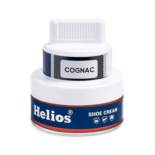Image of Helios shoe cream with applicator | Shoe Polish for Leather | Boot, Purse, Belt, Handbag, Jacket | Leather Conditioner | 48 GM