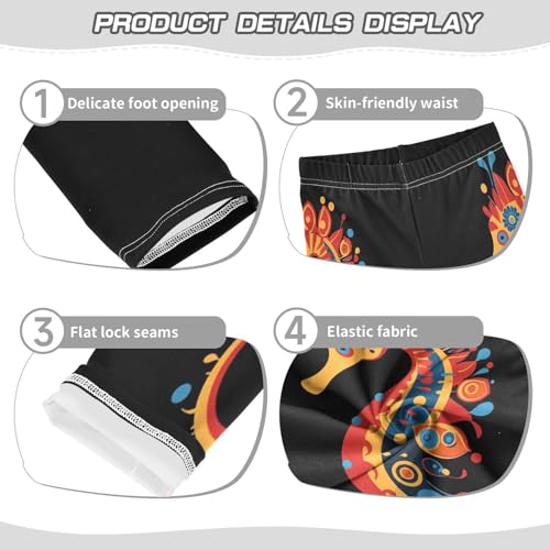 Colorful Seahorse Flower Girls Casual Leggings for Kids Printed Long Pant Bottoms Stretch and Soft3