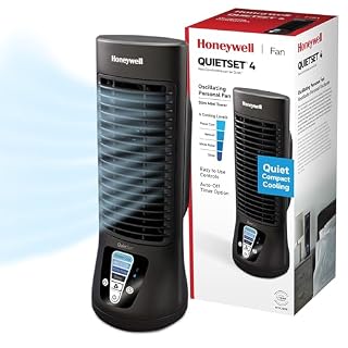 Honeywell QuietSet Personal Table Fan, Oscillating Personal Desk Fan For Bedroom with Quiet Operation, 4 Levels of Power and Sound, Black, HTF210B