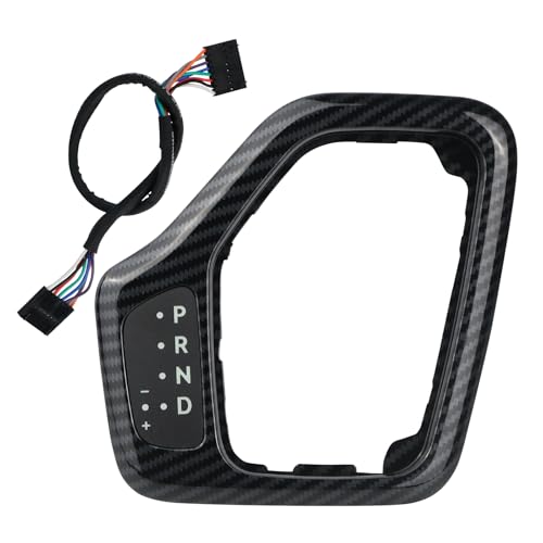 Transmission Shifter Bezel with Wire Harness 5YD27LS5AA 5YD27XSAAA 68413957AA Carbon Fiber for Gear Shift Compatible with 2014-2018 Jeep Cherokee Service Shifter