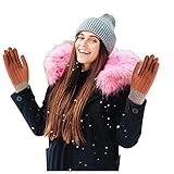 orange gova precio Cantidad: 1 par de guantes Generisch Warmed Plus Thick Gloves Velvet FingerScreen Outdoor Touched Goves und Strickhandschuhe Latex Winter Kostüm Damen (Orange, One Size)
