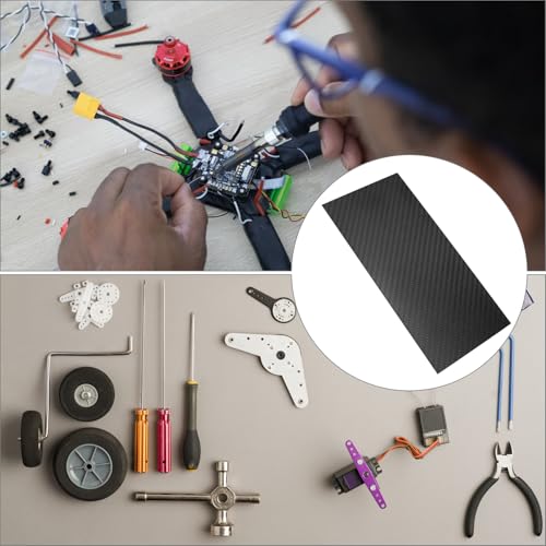 QWORK® 3K Kohlefaserplatte, 100x200x0.5MM, Kohlefaser, Schwarz