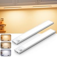 BKXCHA Schrankbeleuchtung Led Lampe mit Bewegungsmelder, 22cm 76 LEDs Unterbauleuchte Küche Led, Dimmbar, USB-C Wiederaufladbar Ultradünne LEDs Leiste für Kleiderschrank Beleuchtung, Treppe (2 Stück)