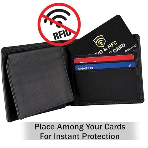 SaiTech IT 5 Pack RFID Blocking Card, One Card Protects Entire Wallet Purse, NFC Contactless Bank Debit Credit Card Protector ID ATM Guard Card Blocker–(Black) - Image 9