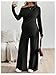 MakeMeChic Women's Maternity Clothes 2 Piece Spring Outfits Asymmetrical Top and Pants Pregnancy Matching Sets Black Medium
