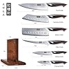 HOSHANHO 7 Pieces Kitchen Knife Set, Japanese High Carbon Stainless Steel Magnetic Knife Block Set, Ultra Sharp Chef Knives Sets with Ergonomic Pakkawood Handle