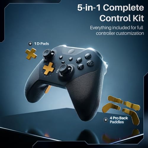 Image of TNP for Elite Controller Paddles Compatible with Xbox Elite Series 1, 2 & Core Controller - 5 in 1 Accessories Replacement Metal Stainless Steel Paddles Trigger & D-Pad Parts, Gold